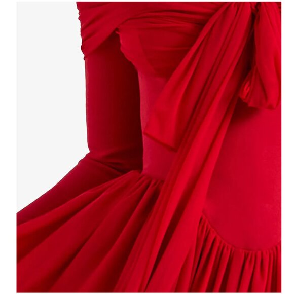 House of CB Scarlet Red Off Shoulder Bow Corset Mini Dress NWT - Picture 5 of 9